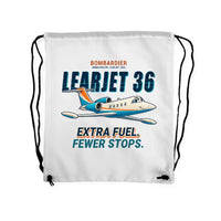 Thumbnail for Bombardier Learjet 36A - Drawstring Bag - Cartoon - White