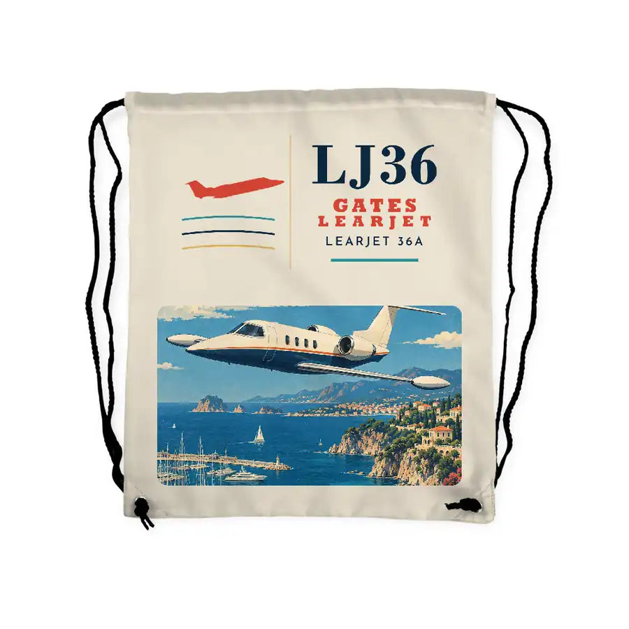 Bombardier Learjet 36A - Drawstring Bag - Classic - Beige