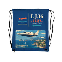 Thumbnail for Bombardier Learjet 36A - Drawstring Bag - Classic - Blue