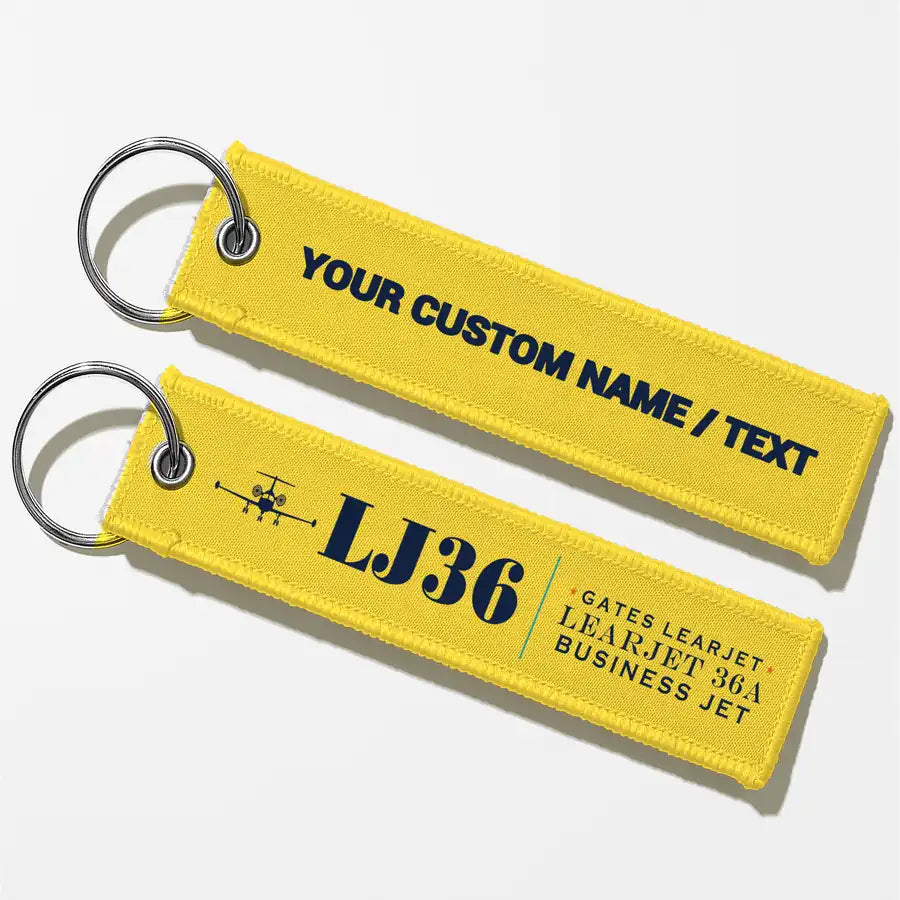 Bombardier Learjet 36A Aviator Key Chains - Yellow - Heritage - Personalized