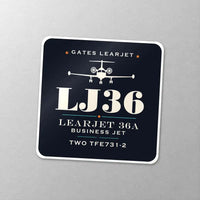 Thumbnail for Bombardier Learjet 36A - Heritage - Square Sticker - Close-up