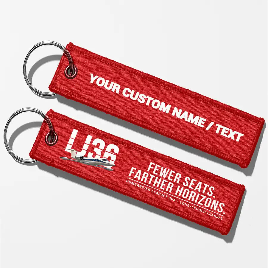 Bombardier Learjet 36A Aviator Key Chains - Red - Original - Personalized