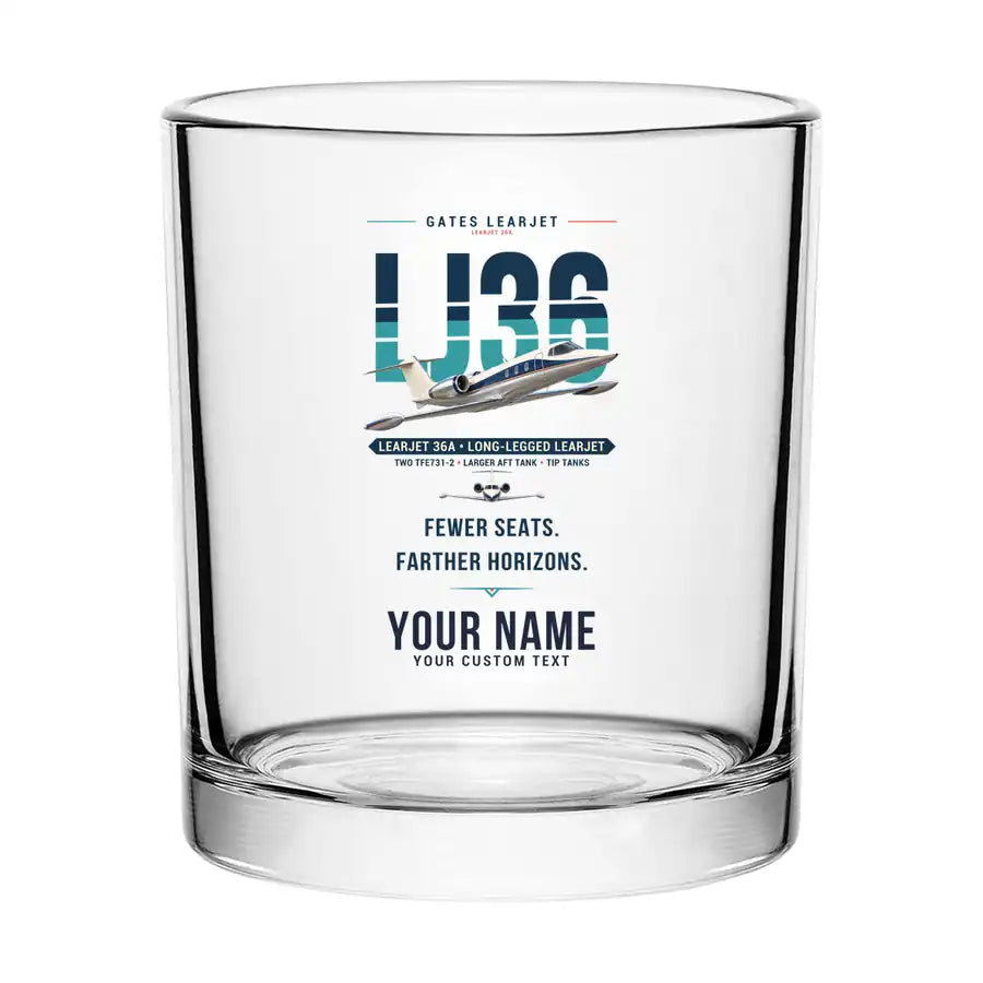 Bombardier Learjet 36A - Original + Name - Special Whiskey Glass