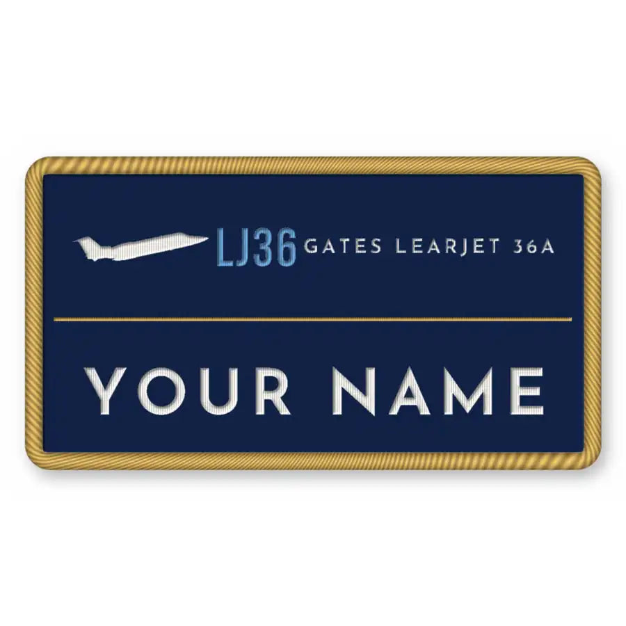 Bombardier Learjet 36A Patches - Rectangle + Name - Navy Sky