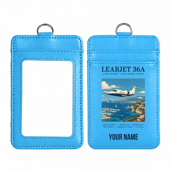 Bombardier Learjet 36A - Poster - ID Card Holder - Blue + Name