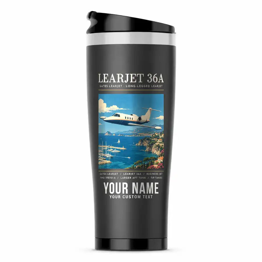 Bombardier Learjet 36A - Poster + Name - Stainless Steel (No Holder) - Gray