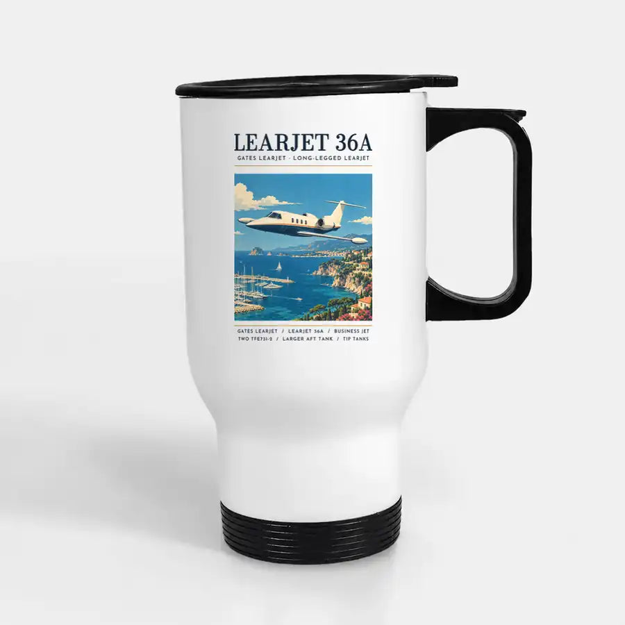 Bombardier Learjet 36A - Poster - Stainless Steel with Holder - White