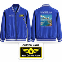 Thumbnail for Bombardier Learjet 36A Stylish Jackets - Baseball Collar - Poster + Name - Royal Blue