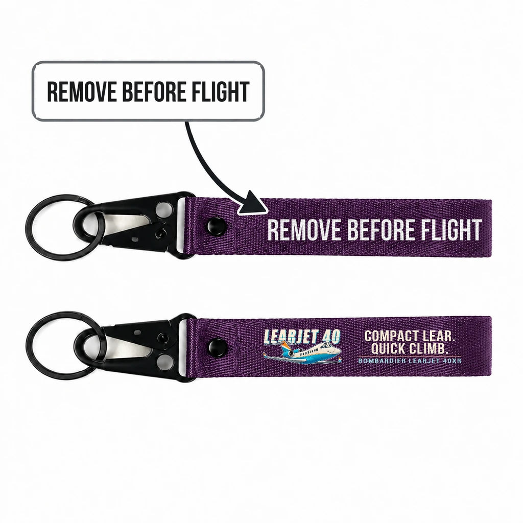 Bombardier Learjet 40XR Hawk-Shaped Key Chains - Purple - Cartoon - Remove Before Flight