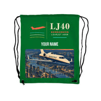 Thumbnail for Bombardier Learjet 40XR - Drawstring Bag - Classic + Name - Green