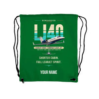 Thumbnail for Bombardier Learjet 40XR - Drawstring Bag - Original + Name - Green