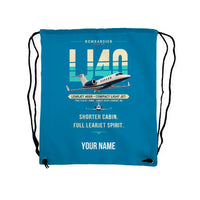 Thumbnail for Bombardier Learjet 40XR - Drawstring Bag - Original + Name - Light Blue