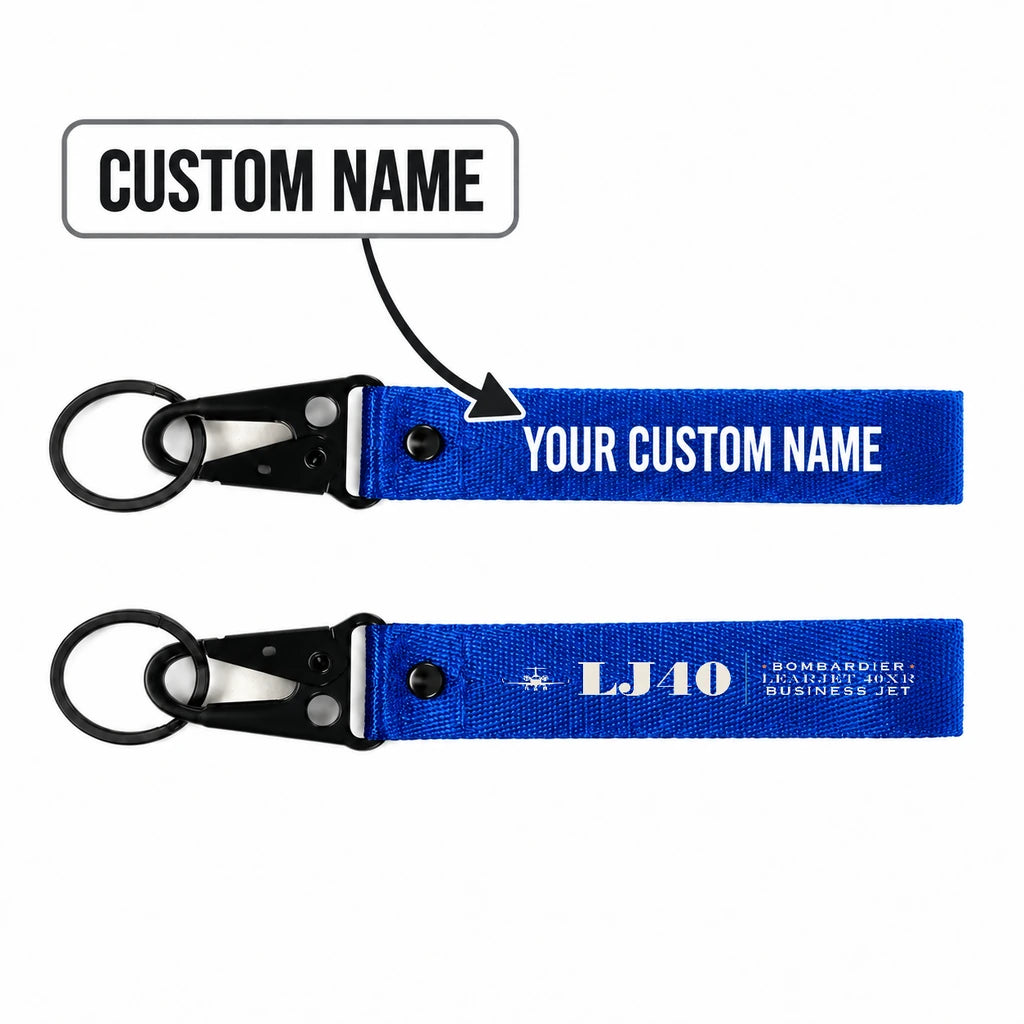 Bombardier Learjet 40XR Hawk-Shaped Key Chains - Blue - Heritage - Personalized