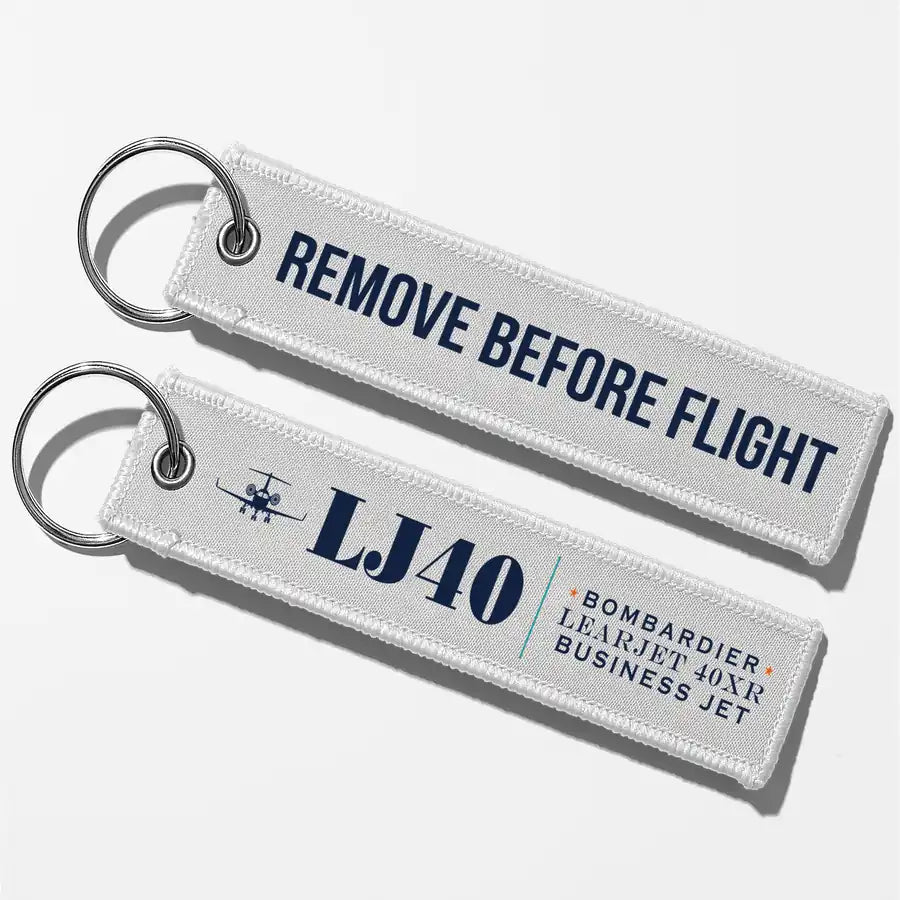 Bombardier Learjet 40XR Aviator Key Chains - White - Heritage - Remove Before Flight