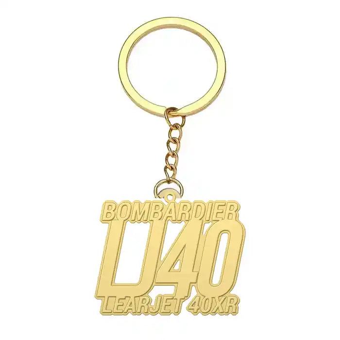 Bombardier Learjet 40XR - Hollow Key Chain - Tag - Gold