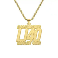 Thumbnail for Bombardier Learjet 40XR - Hollow Necklace - Tag - Gold