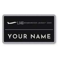Thumbnail for Bombardier Learjet 40XR Patches - Rectangle + Name - Black Silver