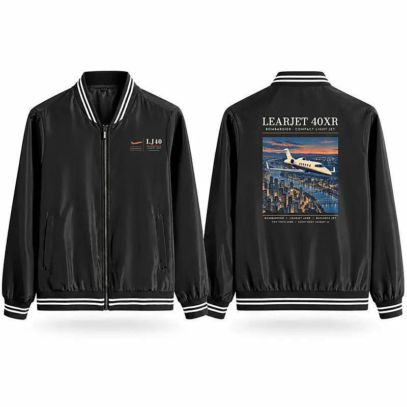 Bombardier Learjet 40XR Stylish Jackets - Baseball Collar - Poster - Black