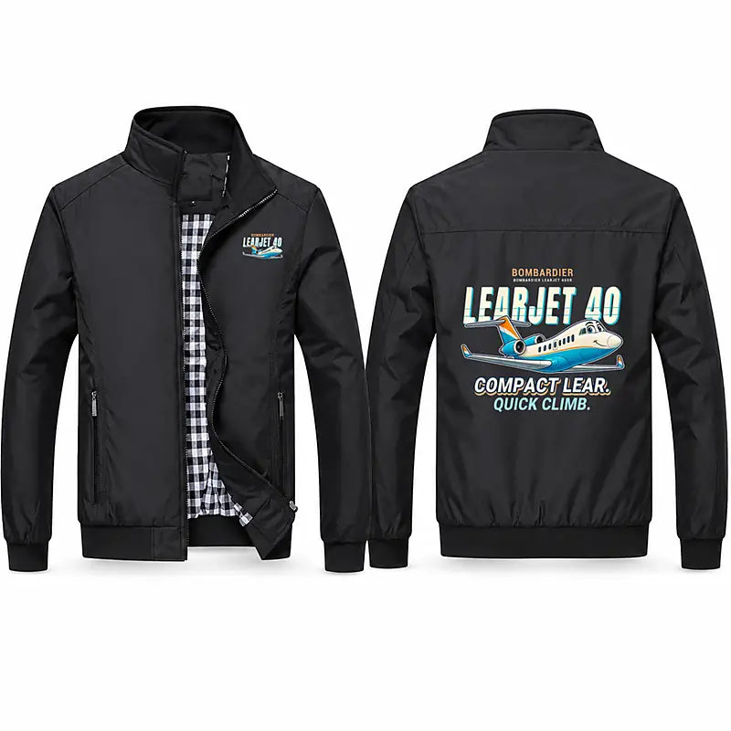 Bombardier Learjet 40XR Stylish Jackets - Stand Collar - Cartoon - Black
