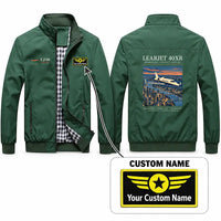 Thumbnail for Bombardier Learjet 40XR Stylish Jackets - Stand Collar - Poster + Name - Green