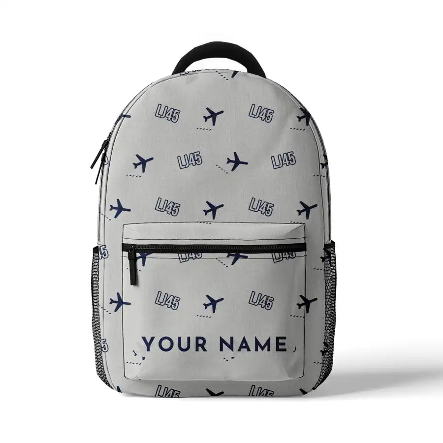 Bombardier Learjet 45XR - 3D Backpack - 3D Pattern + Name - White