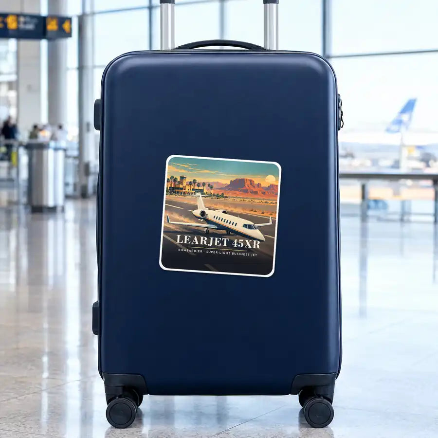 Bombardier Learjet 45XR - 3D - Square Sticker - Suitcase