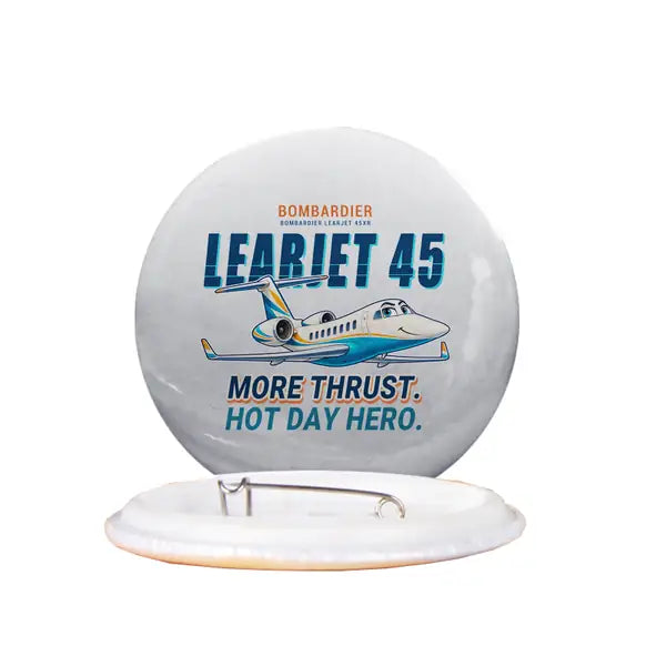 Bombardier Learjet 45XR - Cartoon - Pin - Light Gray