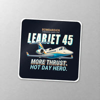 Thumbnail for Bombardier Learjet 45XR - Cartoon - Square Sticker - Close-up