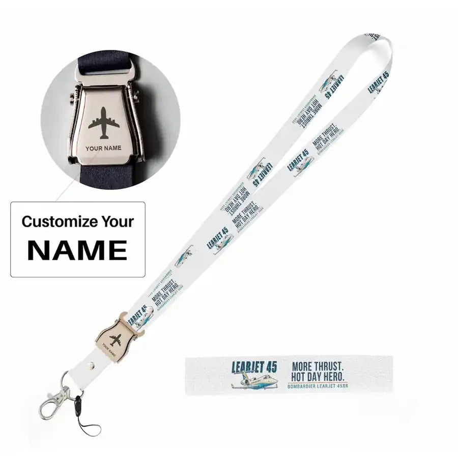 Bombardier Learjet 45XR Lanyard & ID Holders seat belt lanyard - Cartoon - White with name