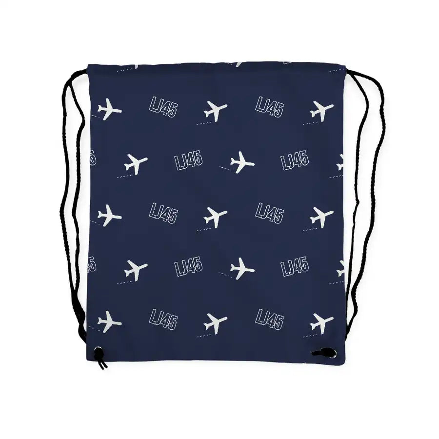 Bombardier Learjet 45XR - Drawstring Bag - 3D Pattern - Navy Blue