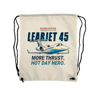 Thumbnail for Bombardier Learjet 45XR - Drawstring Bag - Cartoon - Beige