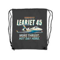 Thumbnail for Bombardier Learjet 45XR - Drawstring Bag - Cartoon - Gray