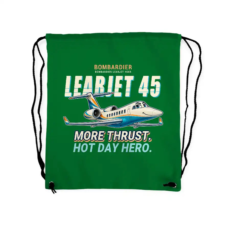 Bombardier Learjet 45XR - Drawstring Bag - Cartoon - Green