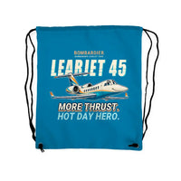Thumbnail for Bombardier Learjet 45XR - Drawstring Bag - Cartoon - Light Blue