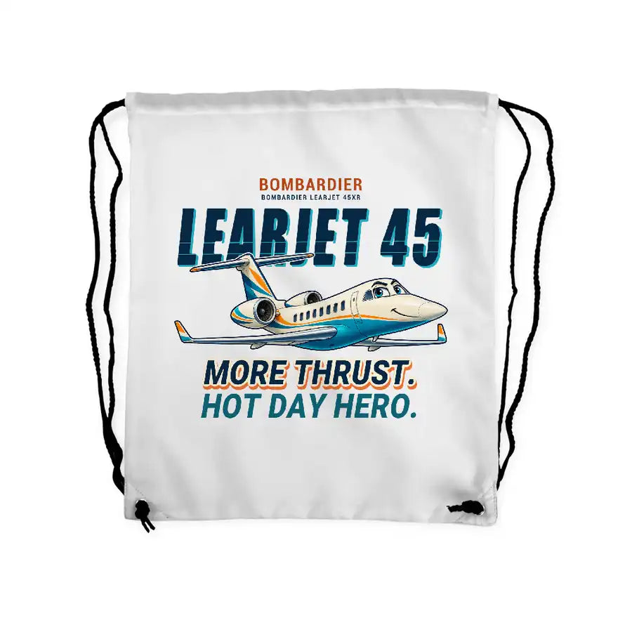 Bombardier Learjet 45XR - Drawstring Bag - Cartoon - White