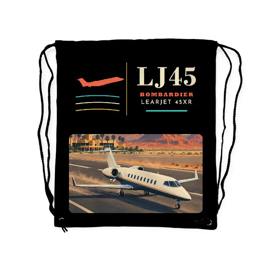 Bombardier Learjet 45XR - Drawstring Bag - Classic - Black