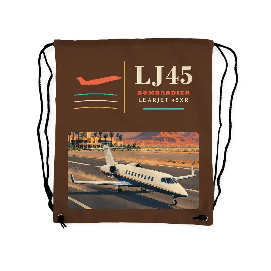 Bombardier Learjet 45XR - Drawstring Bag - Classic - Brown