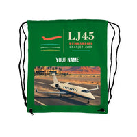 Thumbnail for Bombardier Learjet 45XR - Drawstring Bag - Classic + Name - Green