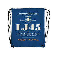 Thumbnail for Bombardier Learjet 45XR - Drawstring Bag - Heritage + Name - Blue