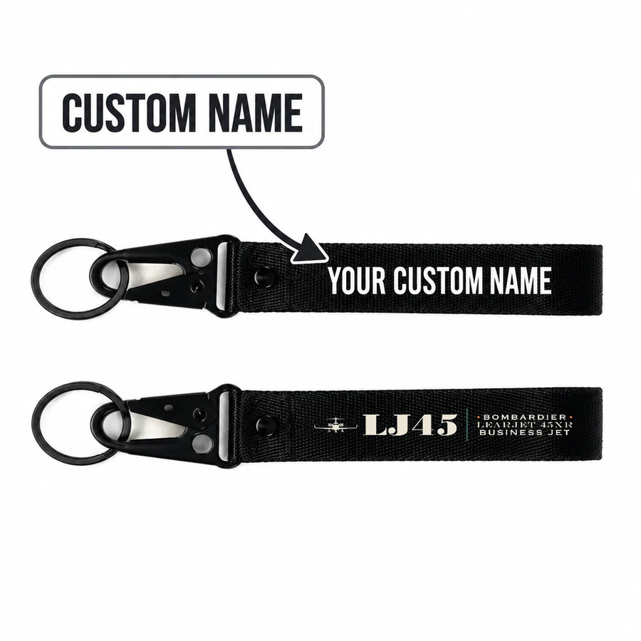 Bombardier Learjet 45XR Hawk-Shaped Key Chains - Black - Heritage - Personalized