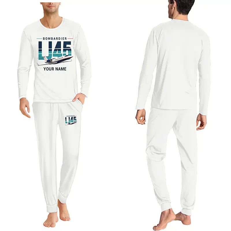 Bombardier Learjet 45XR - Men Pajamas - Original Chest + Name - White