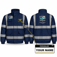 Thumbnail for Bombardier Learjet 45XR Reflective Winter Jackets - Original + Name - Navy Blue