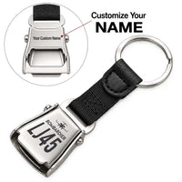 Thumbnail for Bombardier Learjet 45XR - Seat Belt Key Chain - Heritage + Name - Black