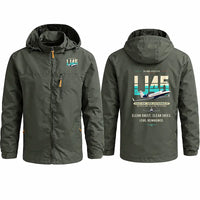 Thumbnail for Bombardier Learjet 45XR Stylish Jackets - Hooded Windbreaker - Original - Olive Green