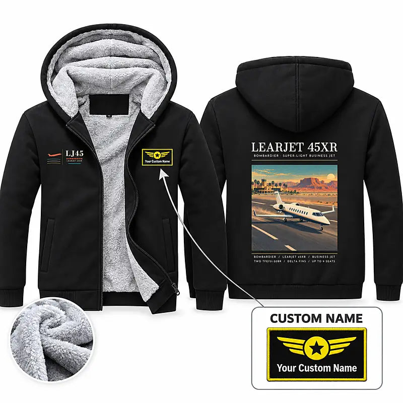 Bombardier Learjet 45XR Zipped Sweatshirts - Poster + Name - Black