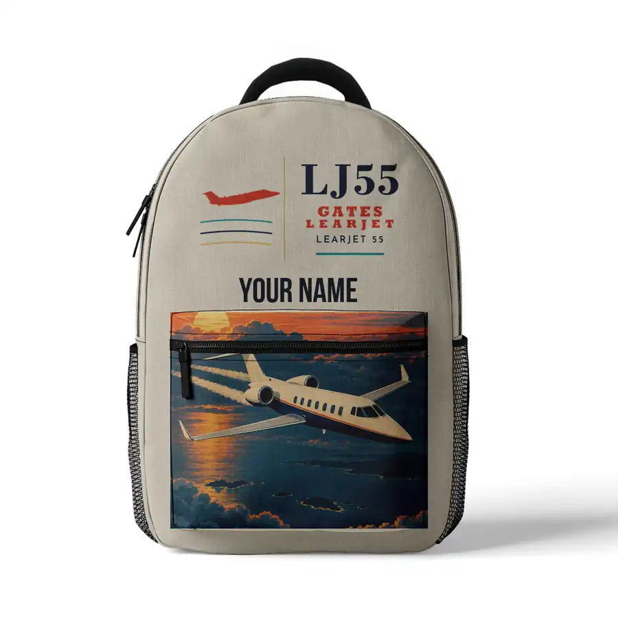 Bombardier Learjet 55 - 3D Backpack - Beige + Name