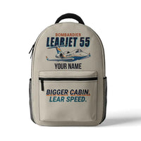 Thumbnail for Bombardier Learjet 55 - 3D Backpack - Cartoon + Name - Beige