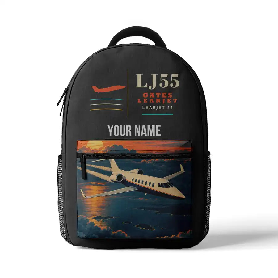 Bombardier Learjet 55 - 3D Backpack - Gray + Name