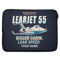 Thumbnail for Bombardier Learjet 55 - Cartoon + Name - Laptop Sleeve