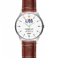Thumbnail for Bombardier Learjet 55 - Classic - White - Leather Strap - Striped Brown Leather Strap